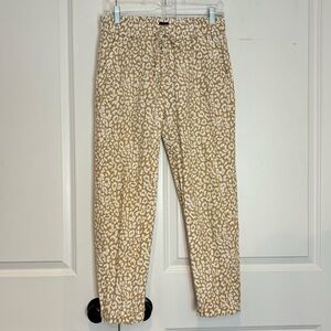J. Crew Factory Tan Leopard Print Linen Blend Pull On Cuff Pants 4